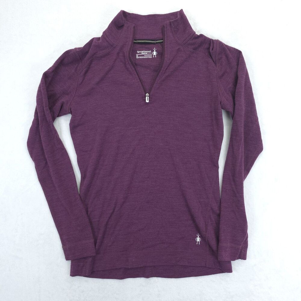 Smartwool Merino Wool 250 Base Layer 1/4 Zip Purple Long Sleeve Womens Medium